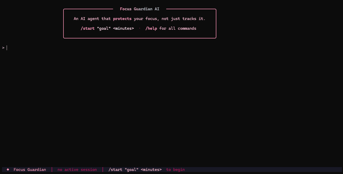 Focus Guardian AI running in a terminal